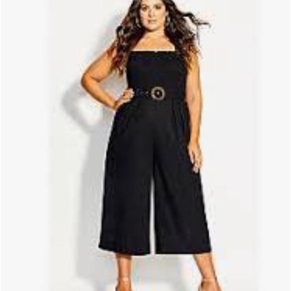 City Chic Pants & Jumpsuits City Chic Black Smocked Wideleg